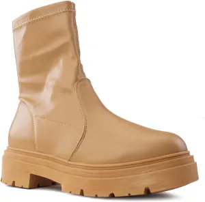 RF ROOM OF FASHION Women's Elastic Panel Lugged Sole Chunky Heel Chelsea Boots