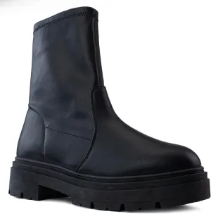 RF ROOM OF FASHION Women's Elastic Panel Lugged Sole Chunky Heel Chelsea Boots