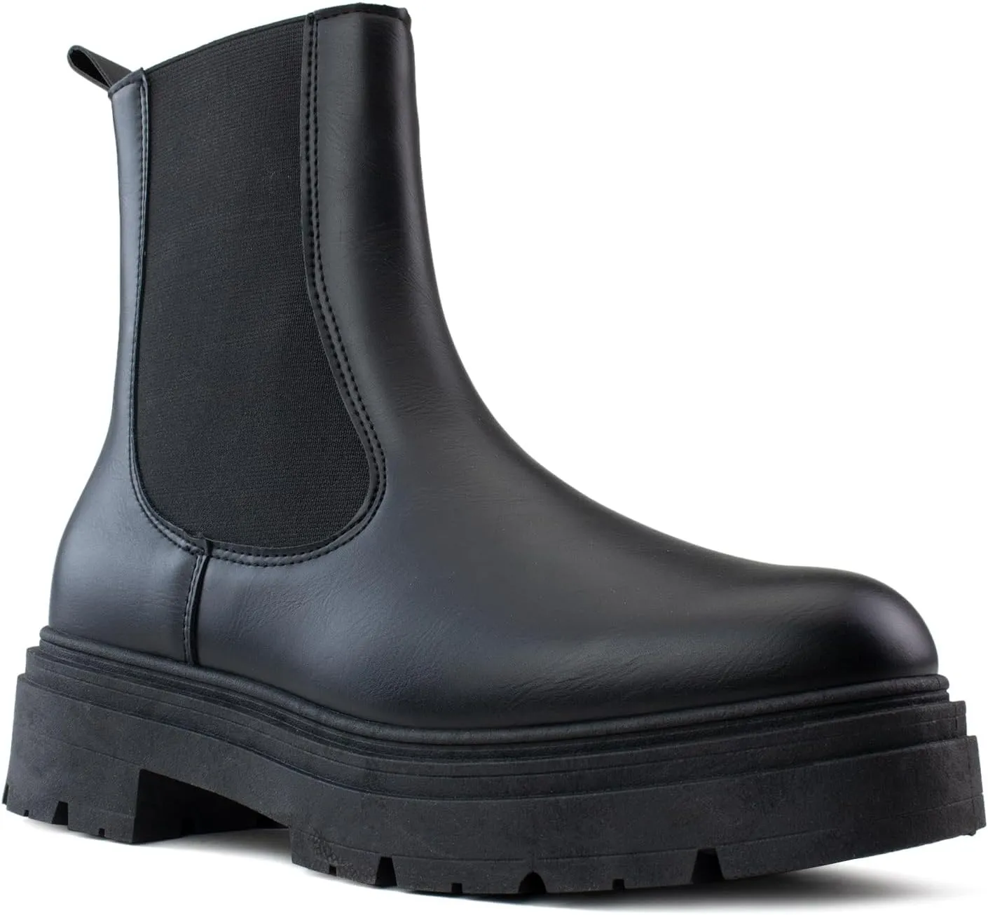 RF ROOM OF FASHION Women's Elastic Panel Lugged Sole Chunky Heel Chelsea Boots