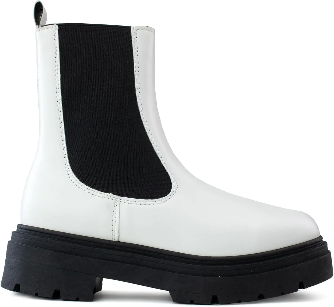 RF ROOM OF FASHION Women's Elastic Panel Lugged Sole Chunky Heel Chelsea Boots