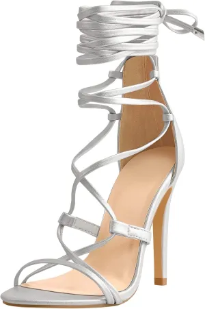 Richealnana Women's Lace Up Gladiator Crisscross Stiletto Heel Strappy Sandals