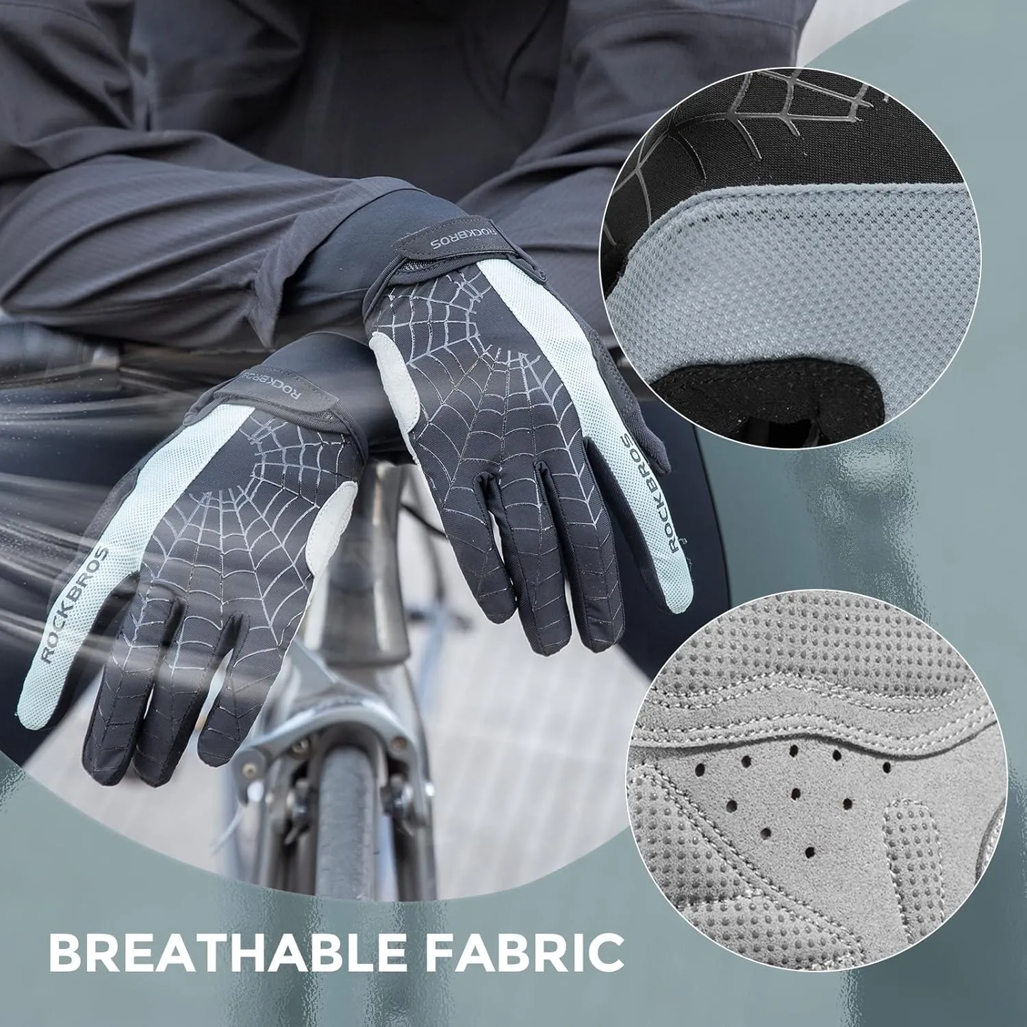 ROCKBROS Men's Cycling Gloves with SBR Pad, Anti-Slip, Breathable for Spring, Autumn Sports Riding