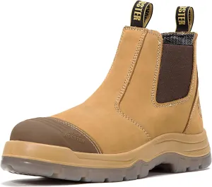 ROCKROOSTER Mens Work Boots, 6 inch Steel Toe, Pull On Safety Leather Chelsea Work Shoes Static Dissipative(AK227, AK222)