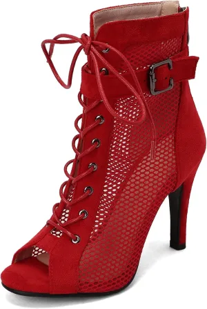 Roimaash 7/9.5/11CM Heel Height Women Gladiator Sandals Summer Boots Dance Shoes