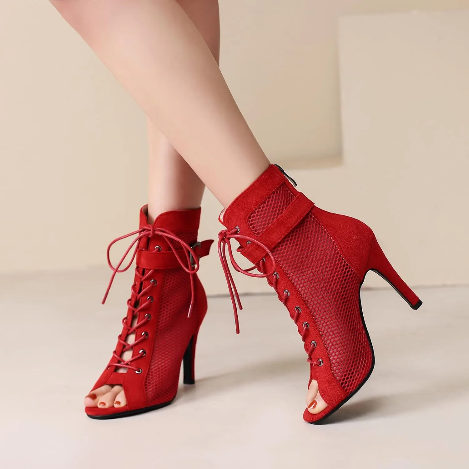 Roimaash 7/9.5/11CM Heel Height Women Gladiator Sandals Summer Boots Dance Shoes