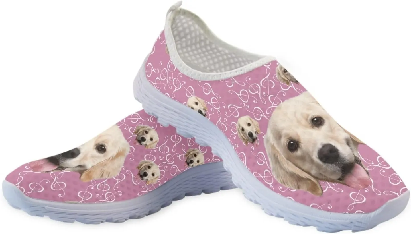 Rose Women Breathable Mesh Sneakers, Leopard Slip on Walking Shoe, Sport Gym Running Shoes Beach Aqua Footwear