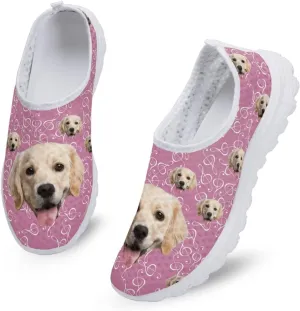 Rose Women Breathable Mesh Sneakers, Leopard Slip on Walking Shoe, Sport Gym Running Shoes Beach Aqua Footwear