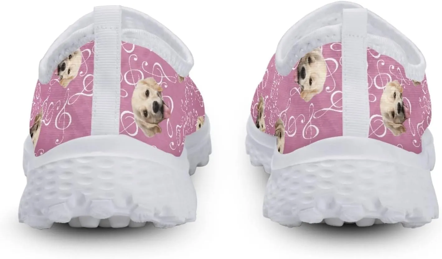 Rose Women Breathable Mesh Sneakers, Leopard Slip on Walking Shoe, Sport Gym Running Shoes Beach Aqua Footwear