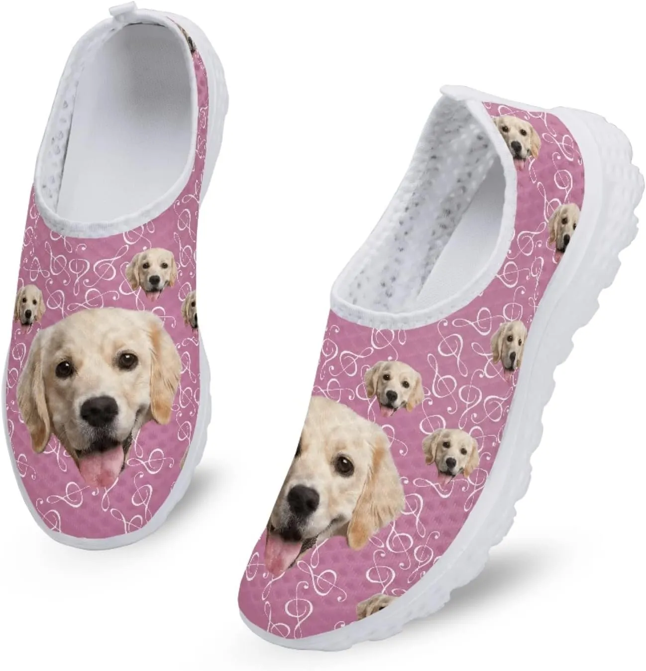 Rose Women Breathable Mesh Sneakers, Leopard Slip on Walking Shoe, Sport Gym Running Shoes Beach Aqua Footwear
