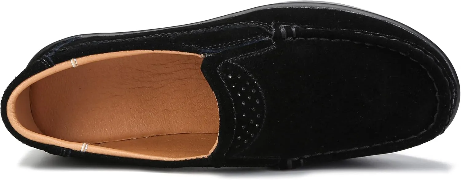 Ruiatoo Platform Shoes for Women Comfort Slip on Suede Moccasins Low Top Casual Wedge Loafers