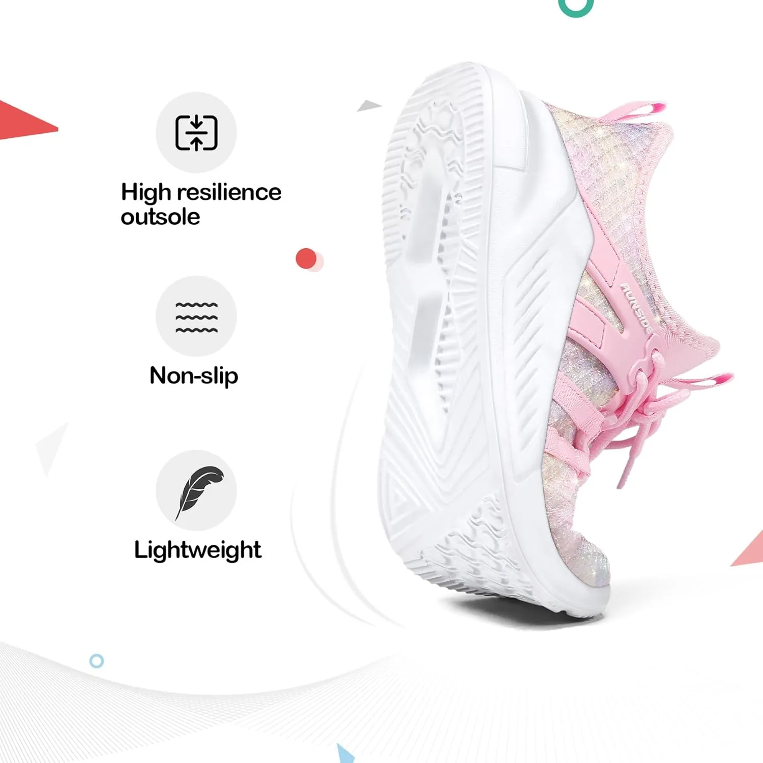 RUNSIDE Girls Tennis Shoes Lightweight Sports Kids Sneakers Lace-up for Running/Walking, Toddler/Little Kid/Big Kid