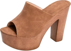 SACFOF Womens Cork Wedge Slide Sandals Heels Peep Toe High Heel Platform Slingback Summer Dressy Slippers Shoes