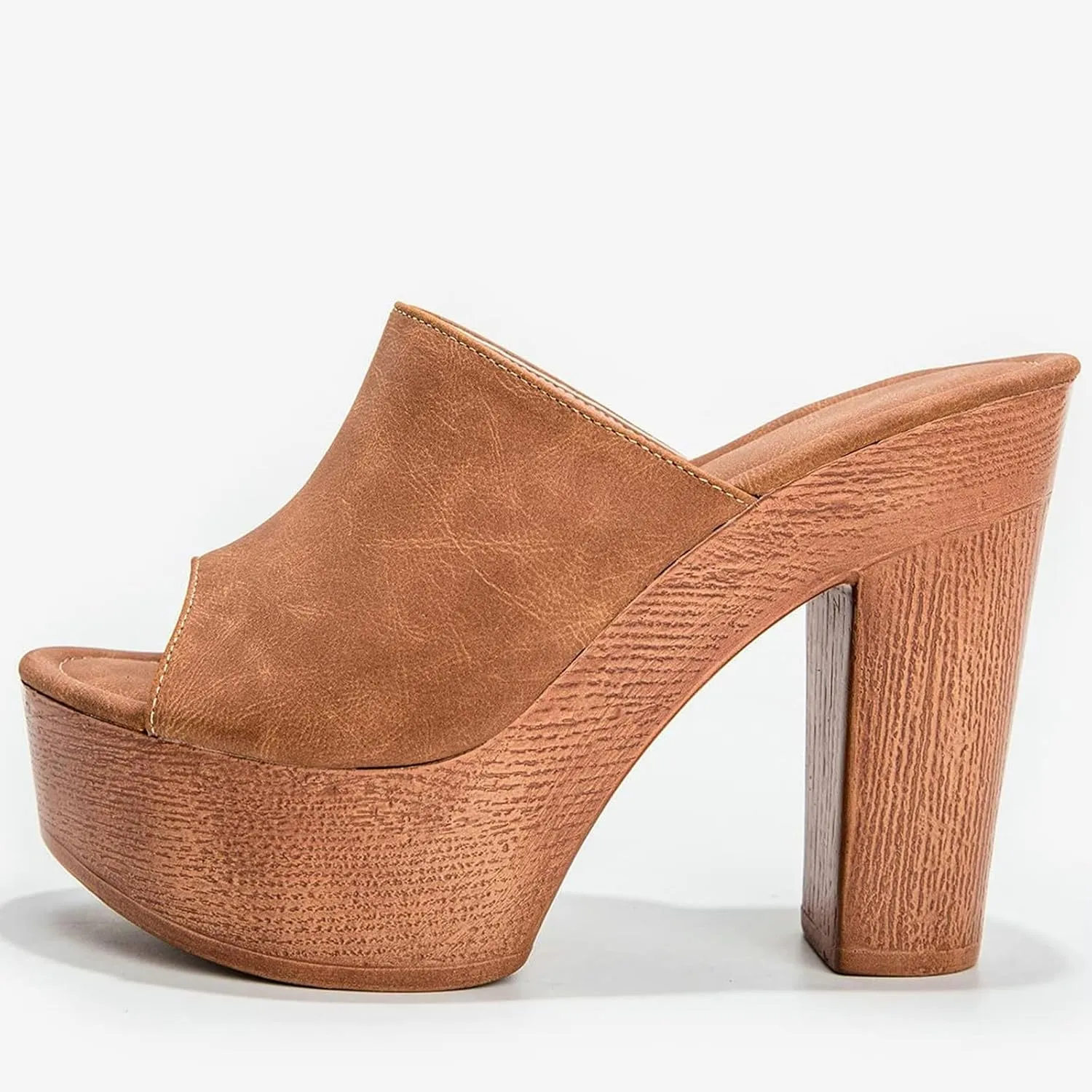 SACFOF Womens Cork Wedge Slide Sandals Heels Peep Toe High Heel Platform Slingback Summer Dressy Slippers Shoes