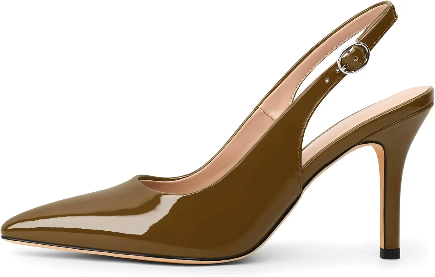 SAMMITOP Women's Pointed Toe Slingback Pumps Buckle Strap High Heels Stilettos Slip On Party Prom Dress Shoes 3.5 Inch