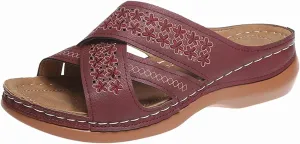 Sandals for Women Casual Summer Solid Color Cross Straps Hollow Out Slope Heel Slipper Fashion Comfortable Wedge Sandals