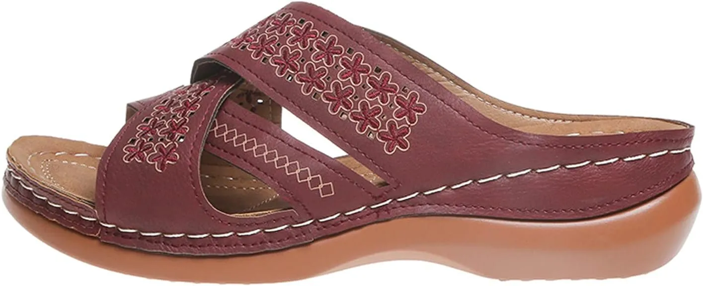 Sandals for Women Casual Summer Solid Color Cross Straps Hollow Out Slope Heel Slipper Fashion Comfortable Wedge Sandals