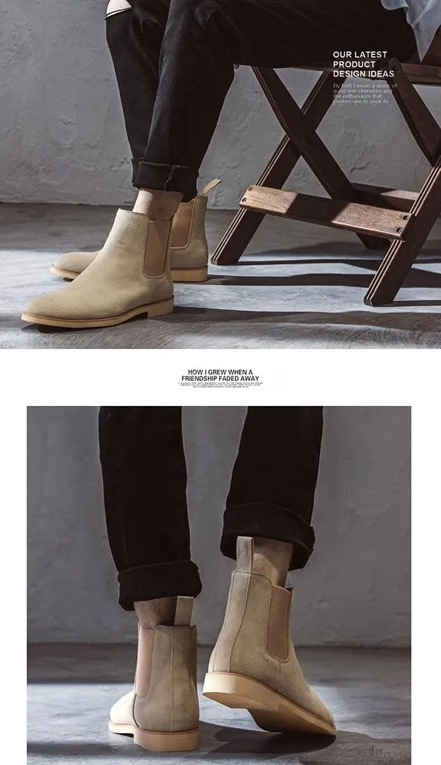 Santimon Leather Chelsea Boots for Men - Mens Slip On Dress Boots Casual Ankle Boots