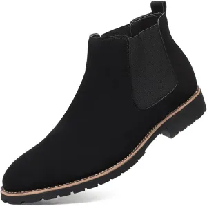 Santimon Mens Chelsea Ankle Boot Suede Leather Slip-On Classic Dress Comfort Casual Chukka Boots