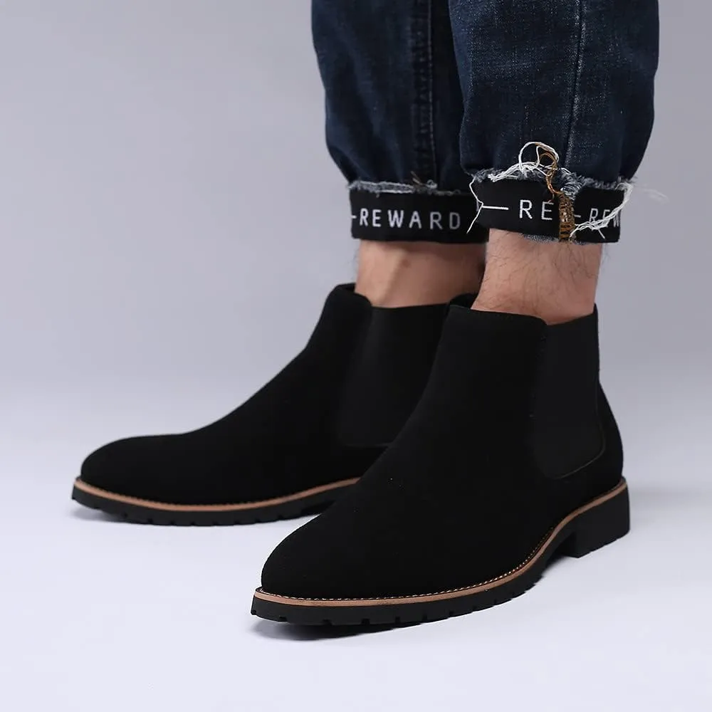 Santimon Mens Chelsea Ankle Boot Suede Leather Slip-On Classic Dress Comfort Casual Chukka Boots