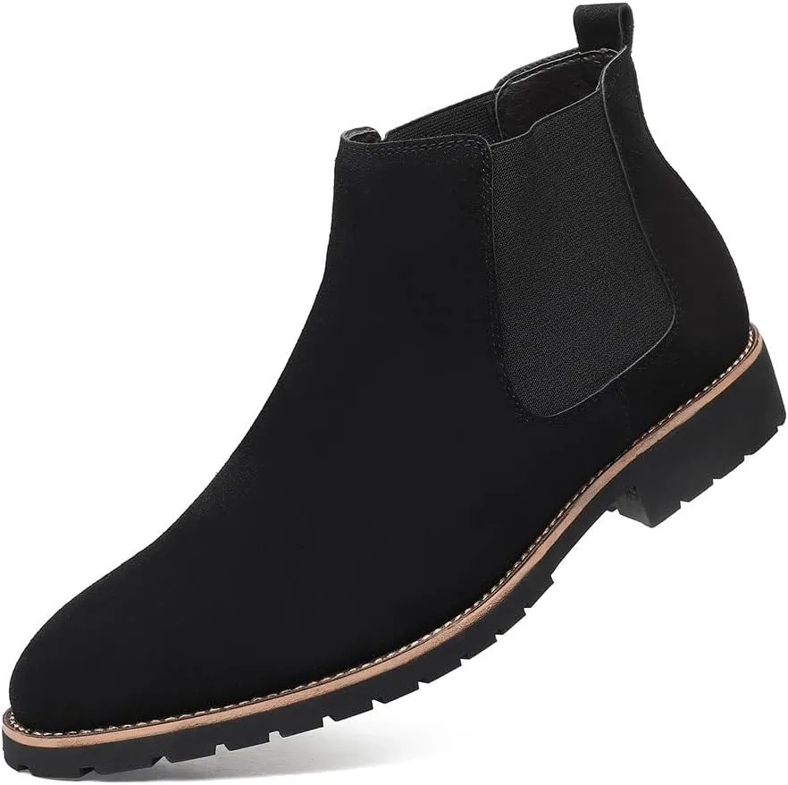 Santimon Mens Chelsea Ankle Boot Suede Leather Slip-On Classic Dress Comfort Casual Chukka Boots