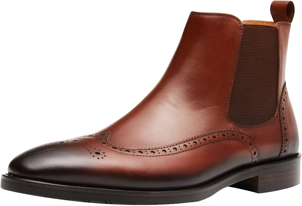 Santimon Men's Chelsea Boots Leather Formal Dress Boots For Men Business Casual Wingtip Ankle Boots