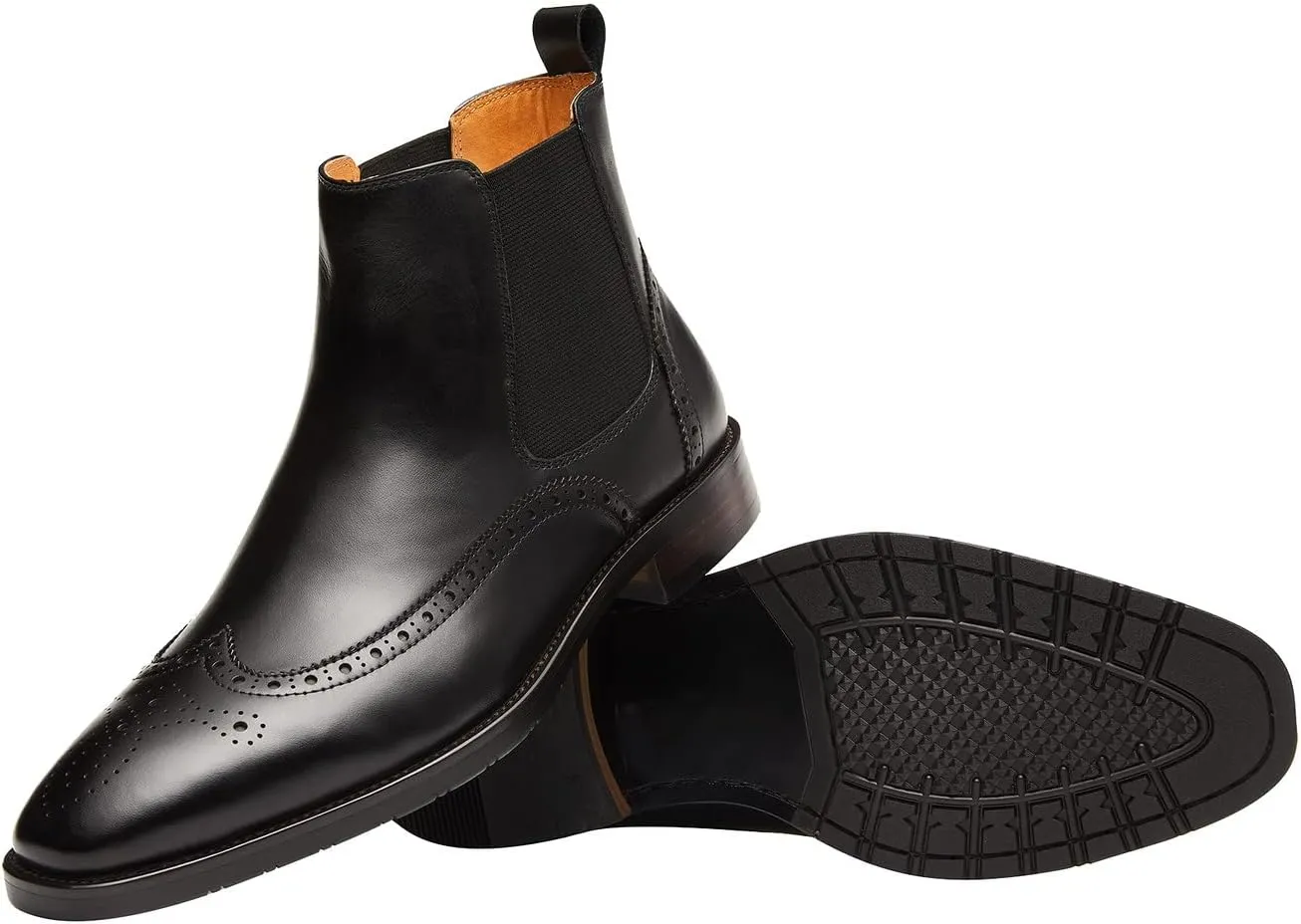 Santimon Men's Chelsea Boots Leather Formal Dress Boots For Men Business Casual Wingtip Ankle Boots