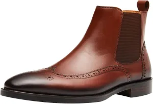 Santimon Men's Chelsea Boots Leather Formal Dress Boots For Men Business Casual Wingtip Ankle Boots