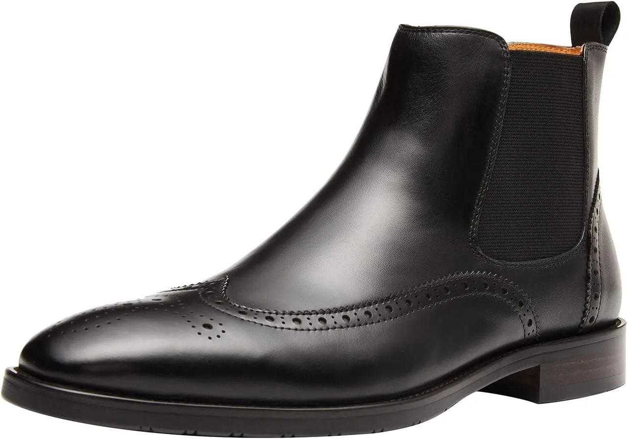 Santimon Men's Chelsea Boots Leather Formal Dress Boots For Men Business Casual Wingtip Ankle Boots
