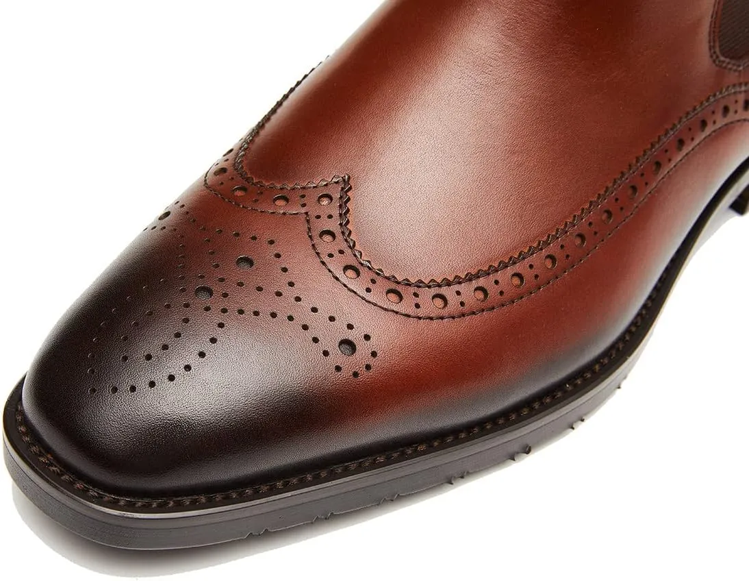 Santimon Men's Chelsea Boots Leather Formal Dress Boots For Men Business Casual Wingtip Ankle Boots