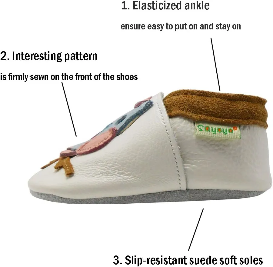SAYOYO Baby Shoes Soft Leather Sole Infant Moccasins Toddler Prewalker Shoes
