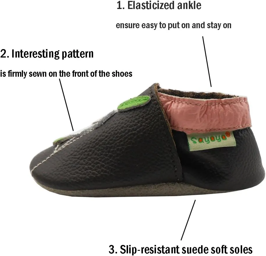SAYOYO Baby Shoes Soft Leather Sole Infant Toddler Prewalker Shoes