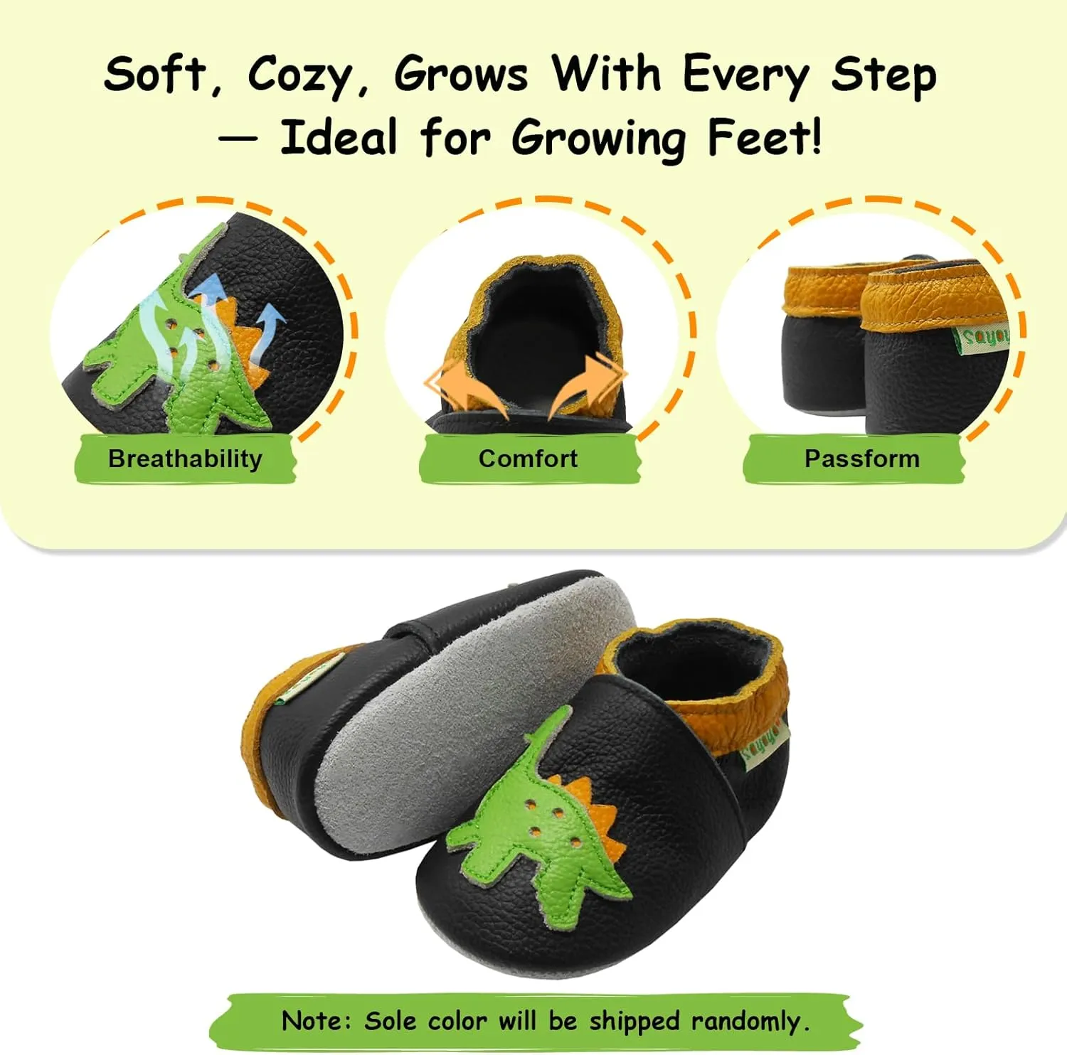 SAYOYO Baby Shoes Soft Leather Sole Infant Toddler Prewalker Shoes