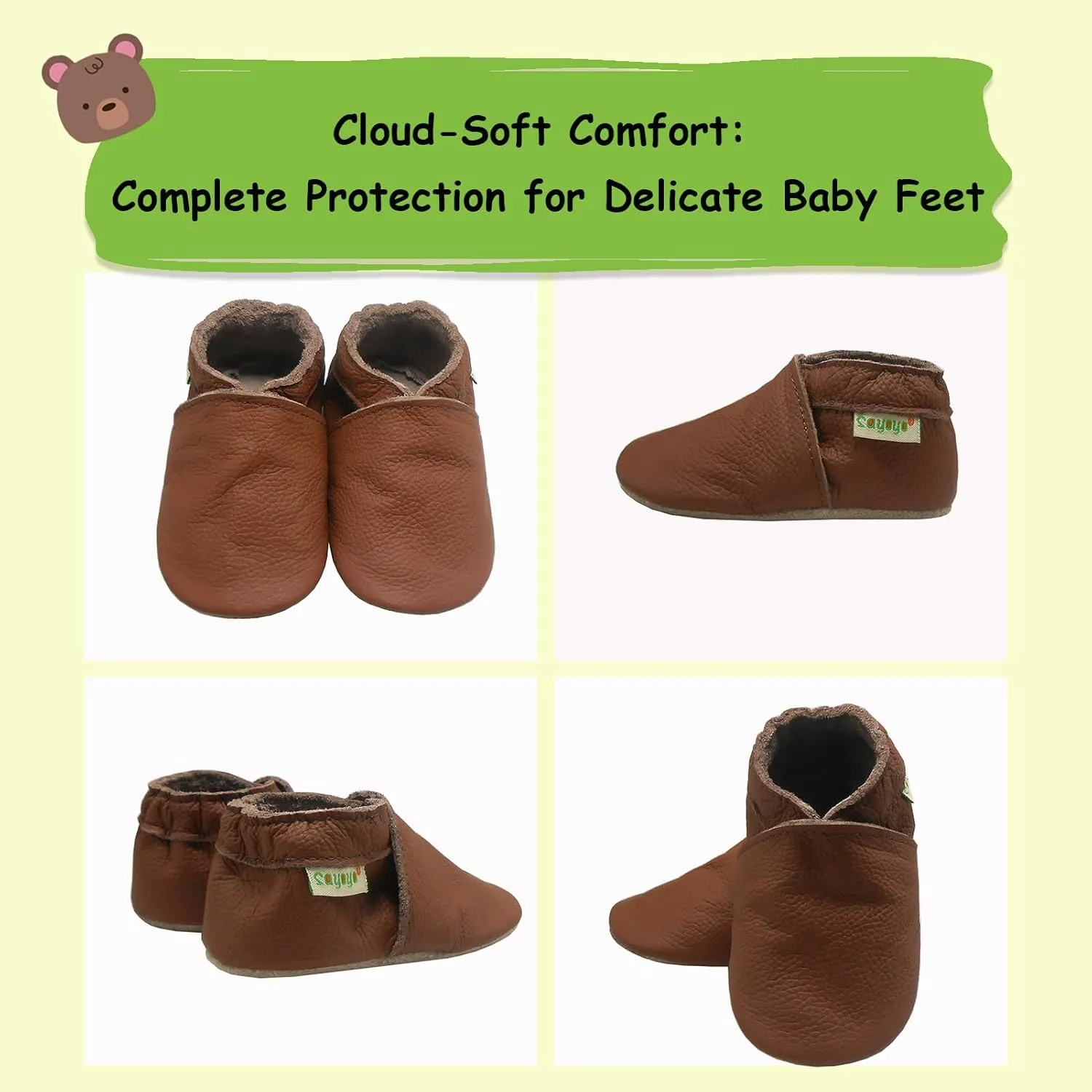 SAYOYO Baby Soft Sole Prewalkers Baby Toddler Shoes Leather Infant Shoes Dark Grey