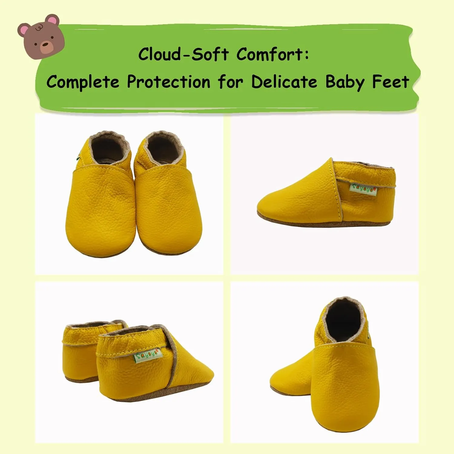 SAYOYO Baby Soft Sole Prewalkers Baby Toddler Shoes Leather Infant Shoes Dark Grey