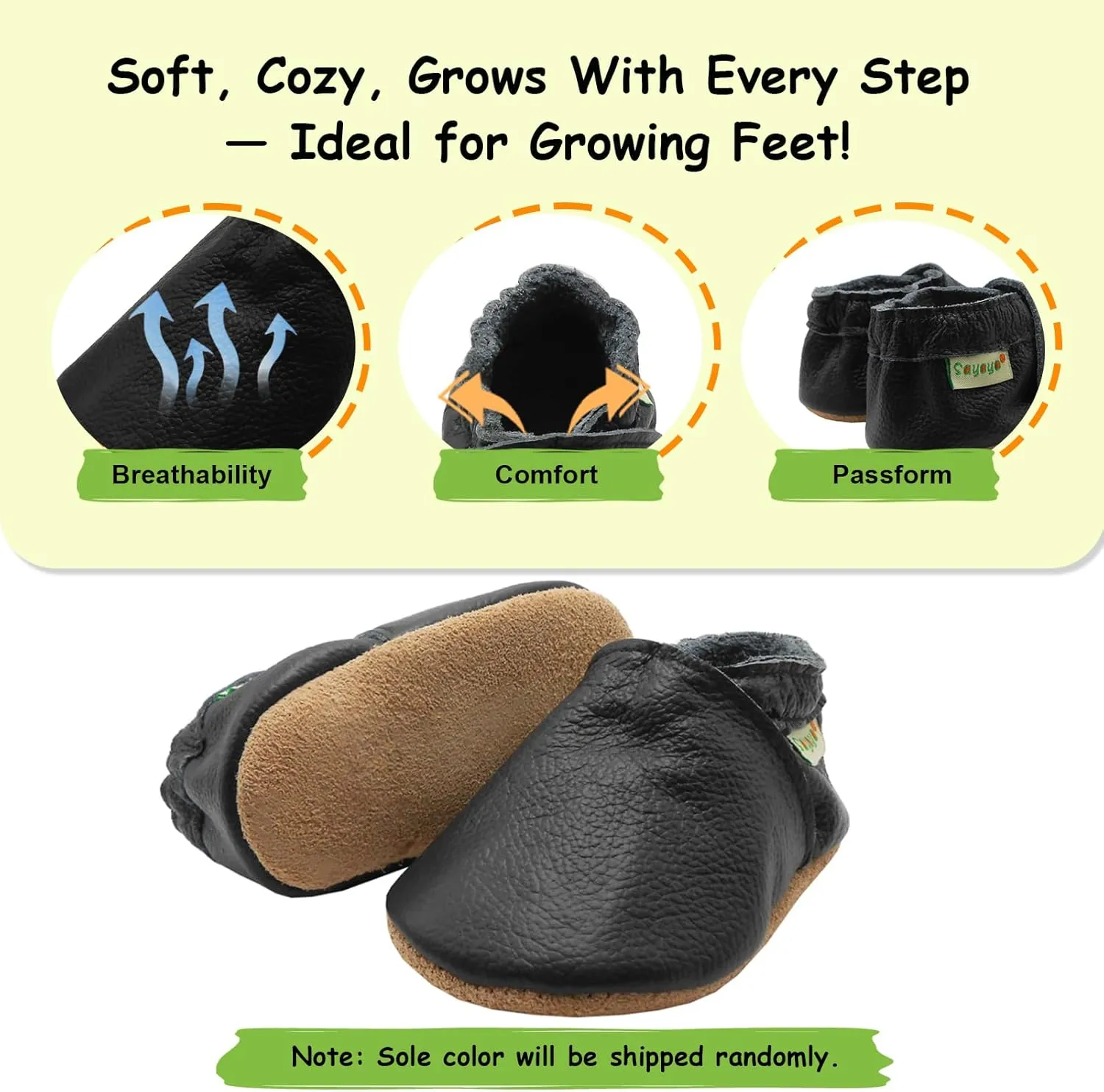 SAYOYO Baby Soft Sole Prewalkers Baby Toddler Shoes Leather Infant Shoes Dark Grey