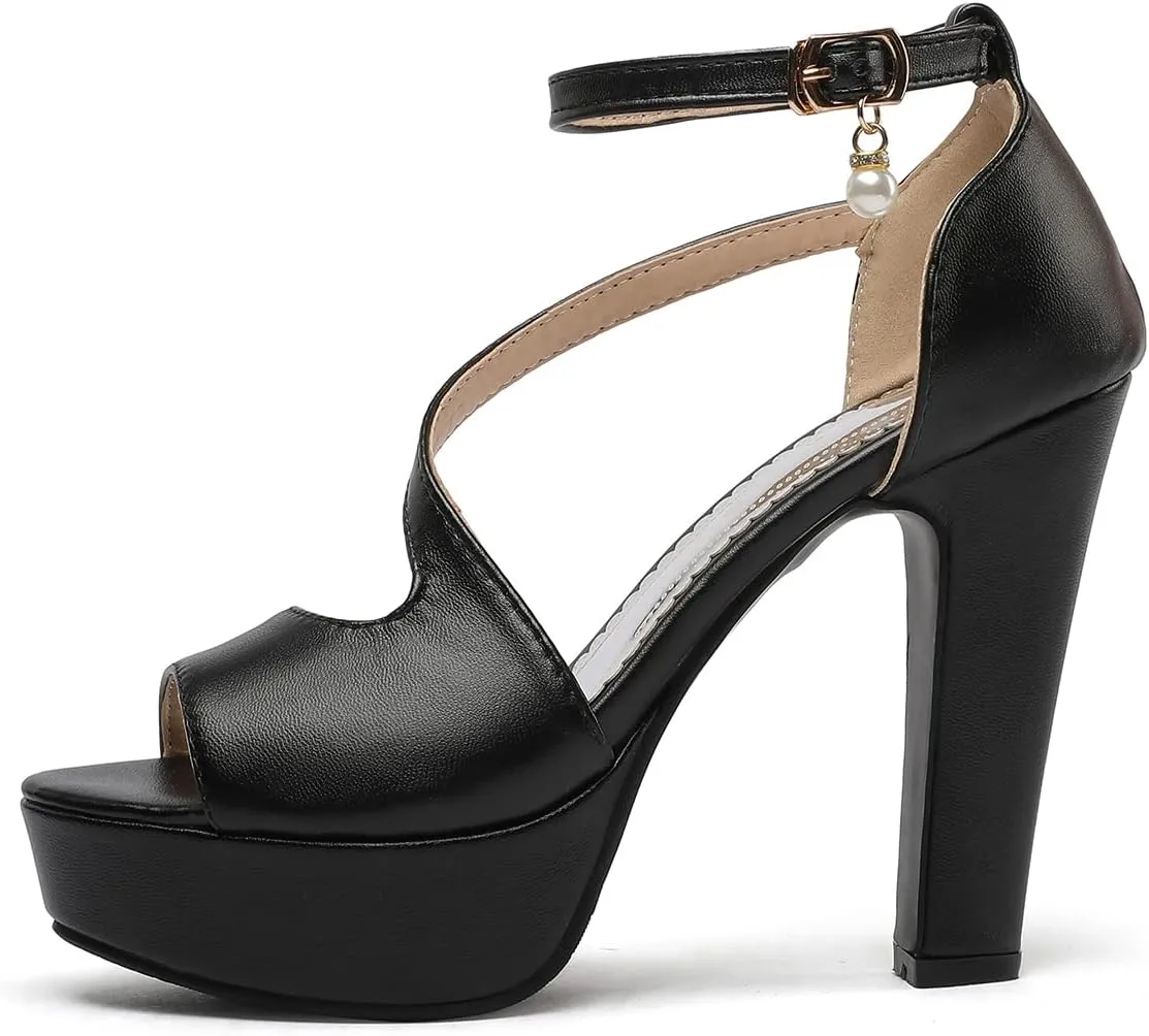 Scaoruki Women Fashion Platform Sandals Block High Heels Gladiator Summer Shoes