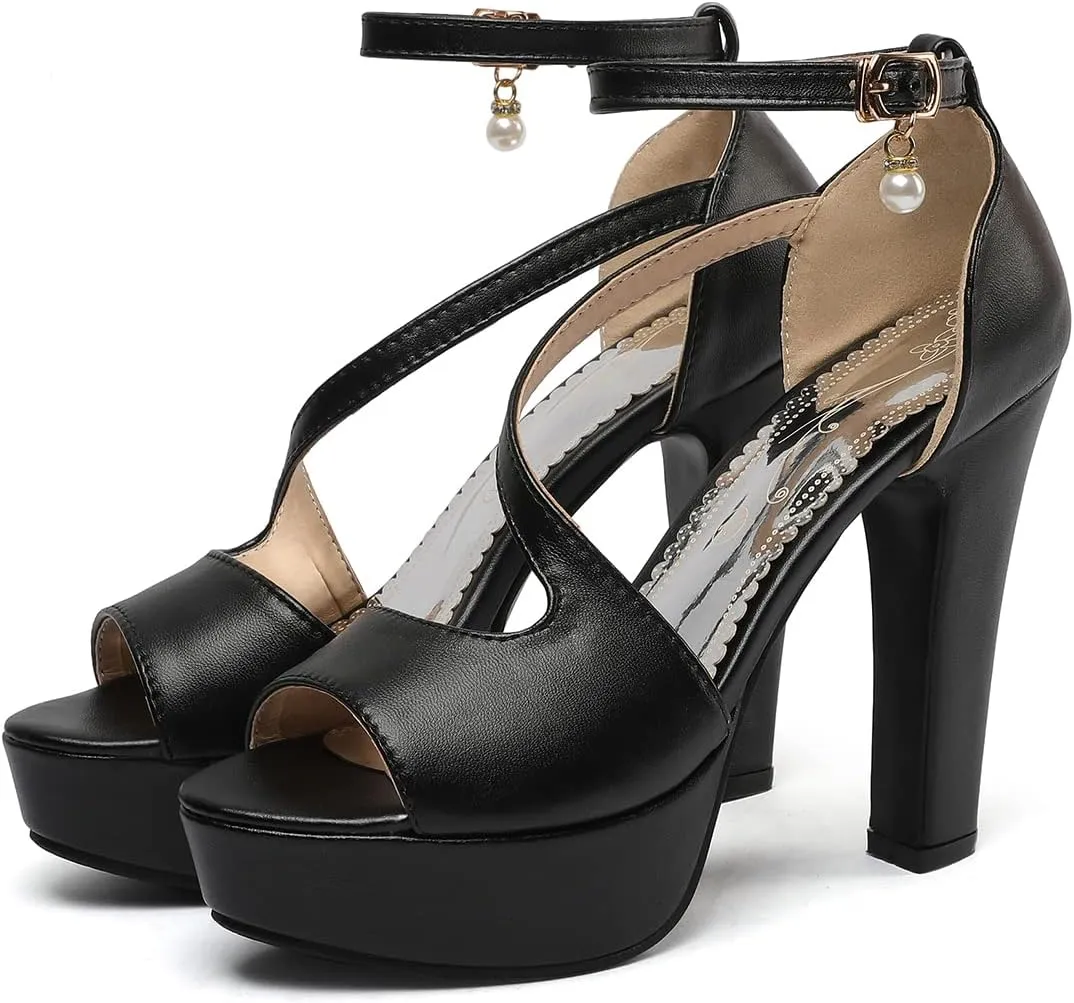Scaoruki Women Fashion Platform Sandals Block High Heels Gladiator Summer Shoes