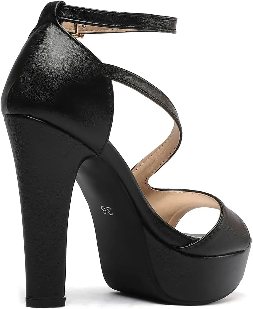 Scaoruki Women Fashion Platform Sandals Block High Heels Gladiator Summer Shoes