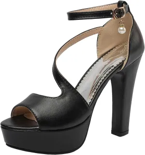 Scaoruki Women Fashion Platform Sandals Block High Heels Gladiator Summer Shoes