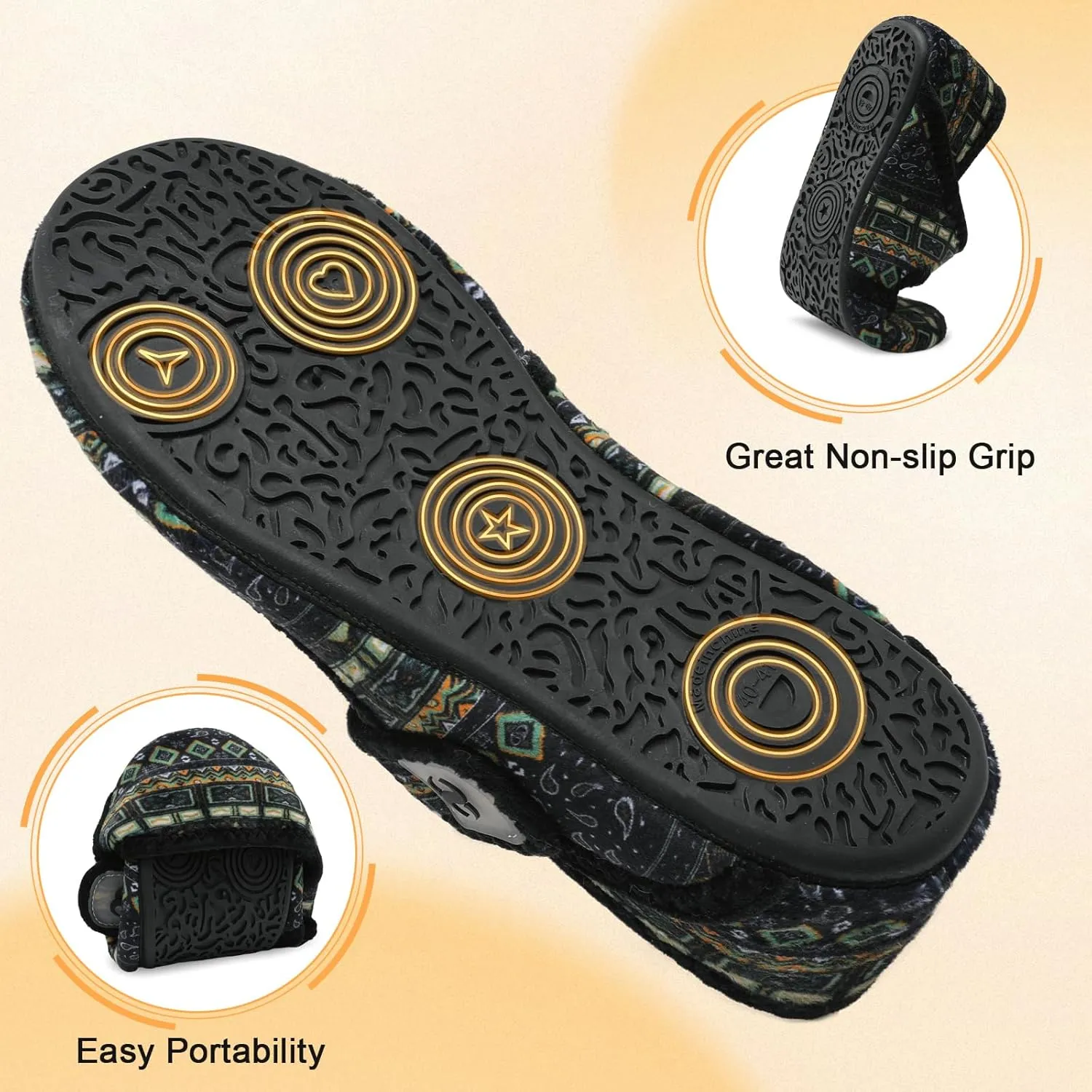 Scurtain Comfy House Slippers for Women Men Wide Diabetic Sock Slippers Soft Slip On Slippers Cozy Barefoot House Shoes
