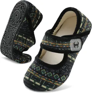 Scurtain Comfy House Slippers for Women Men Wide Diabetic Sock Slippers Soft Slip On Slippers Cozy Barefoot House Shoes