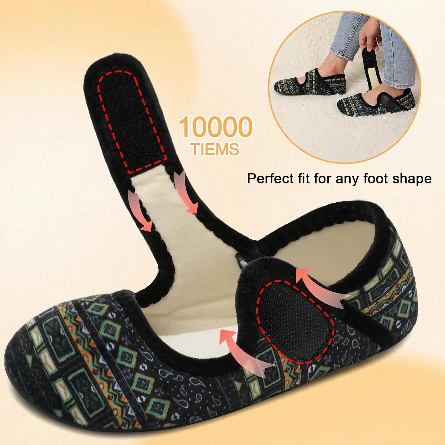 Scurtain Comfy House Slippers for Women Men Wide Diabetic Sock Slippers Soft Slip On Slippers Cozy Barefoot House Shoes