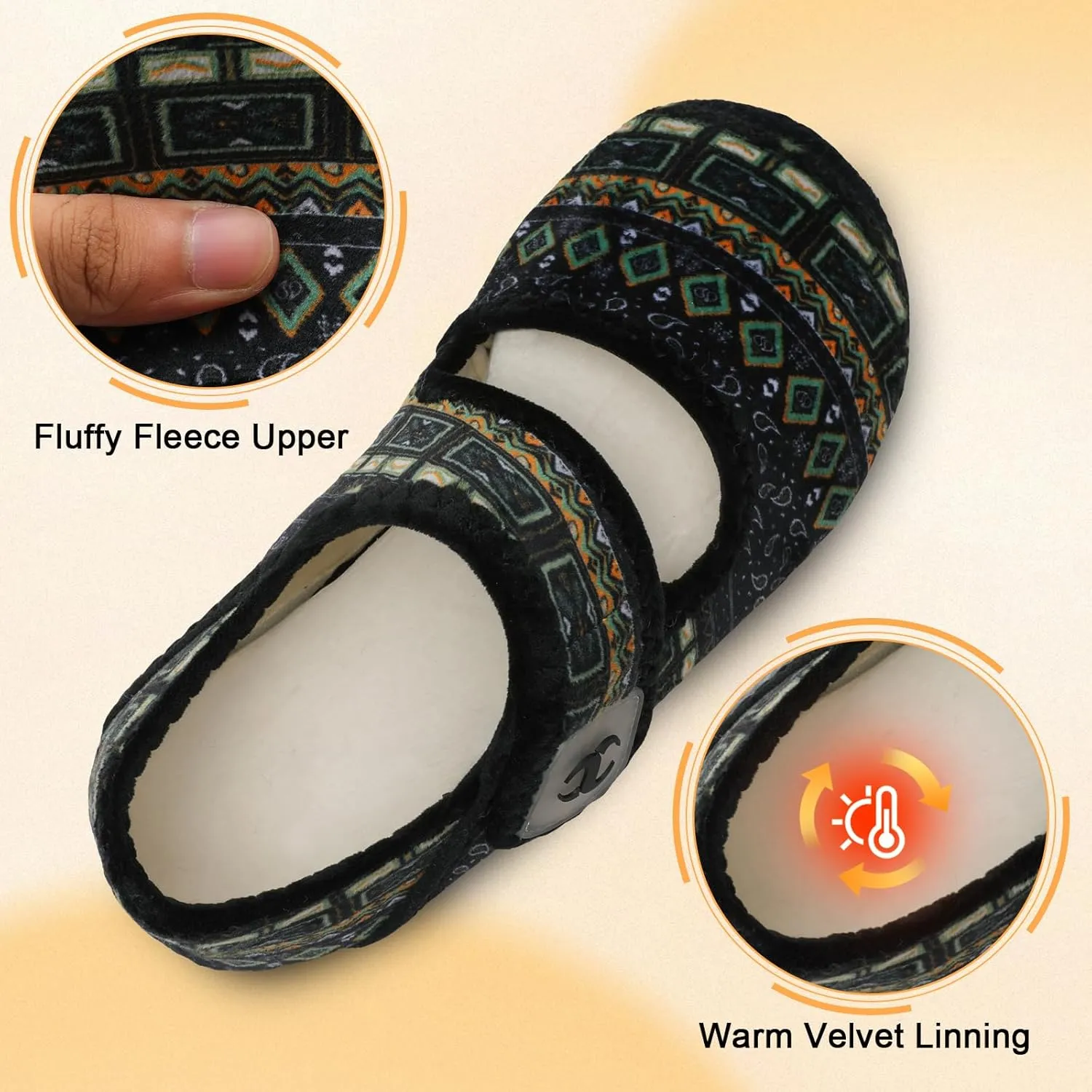 Scurtain Comfy House Slippers for Women Men Wide Diabetic Sock Slippers Soft Slip On Slippers Cozy Barefoot House Shoes