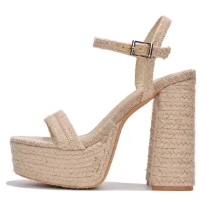 Secure platform Ankle Open Heeled Heel Robbin Nafiz Rounded Nude Toe Strap Clean-lined Cape Block Sandals
