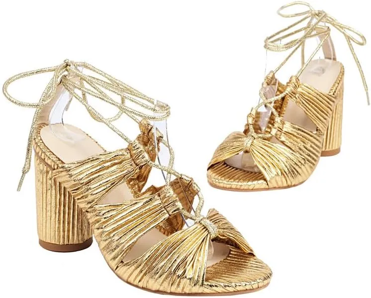 SEIFIN Women's Chunky Strappy Sandals Lace Up Open Toe Ankle Wrap Block High Heels for Women Tie Up Gladiator Sexy Heels for Prom Party Shoes