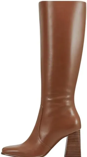 sexytag Knee High Boots for Women Gogo Boots Square Toe Chunky Heel Side Zipper Fashion Dress Boots