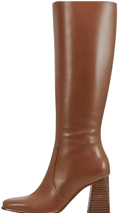 sexytag Knee High Boots for Women Gogo Boots Square Toe Chunky Heel Side Zipper Fashion Dress Boots