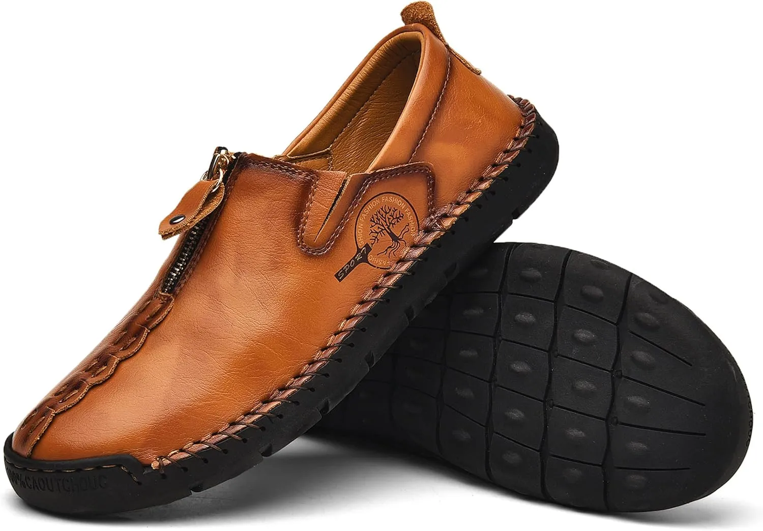 Shaire Men's Casual Leather Slip on Shoes, Breathable Comfortable Walking Shoes for Men