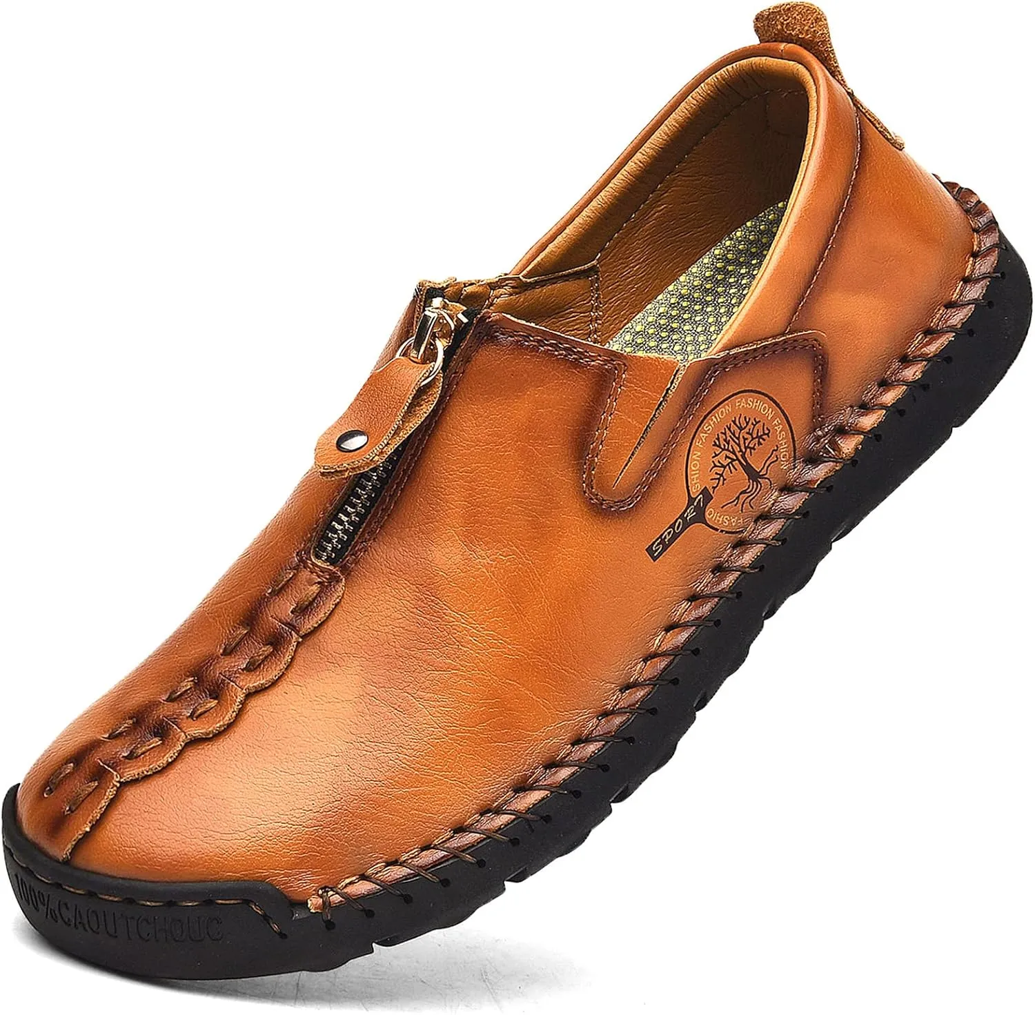 Shaire Men's Casual Leather Slip on Shoes, Breathable Comfortable Walking Shoes for Men