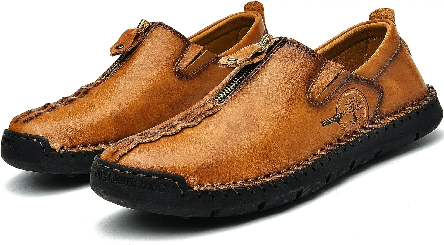 Shaire Men's Casual Leather Slip on Shoes, Breathable Comfortable Walking Shoes for Men